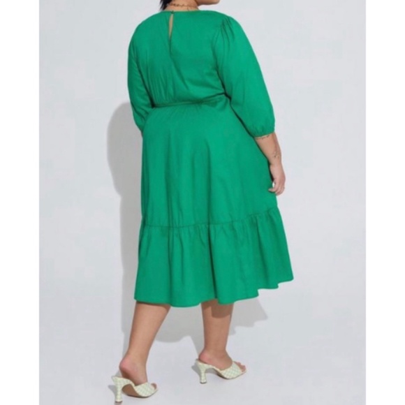 🆕 Green Midi Cotton Poplin Tiered Dress 3 3X 22 24 NWT Torrid New! - Picture 3 of 6